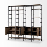 Darius Medium Brown Wood and Metal Multi-Shelf Shelving Unit by Mercana at Eve Furniture