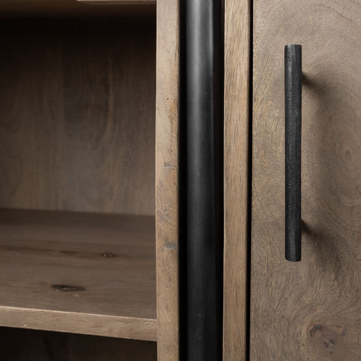 Darius Medium Brown Wood and Metal Multi-Shelf Shelving Unit by Mercana at Eve Furniture