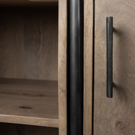 Darius Medium Brown Wood and Metal Multi-Shelf Shelving Unit by Mercana at Eve Furniture