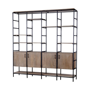 Darius Medium Brown Wood and Metal Multi-Shelf Shelving Unit by Mercana at Eve Furniture