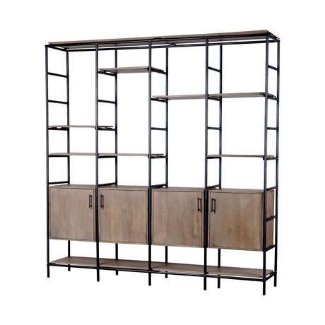 Darius Medium Brown Wood and Metal Multi-Shelf Shelving Unit by Mercana at Eve Furniture
