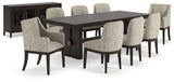 Burkhaus Dark Brown Dining Table and 8 Chairs with Server