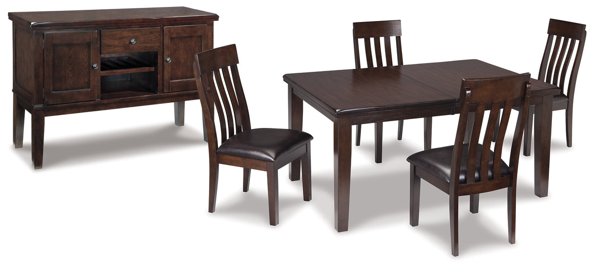 Haddigan Dark Brown Dining Table, 4 Chairs and Server