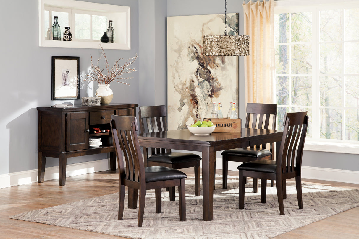 Haddigan Dark Brown Dining Table, 4 Chairs and Server