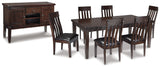 Haddigan Dark Brown Dining Table, 6 Chairs and Server