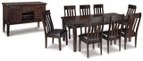 Haddigan Dark Brown Dining Table, 8 Chairs and Server