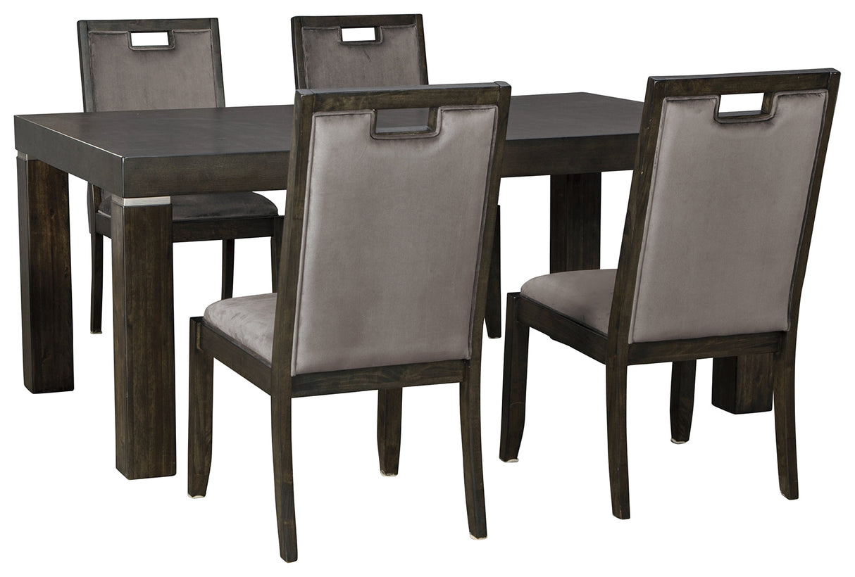 Hyndell Dark Brown Dining Table and 4 Chairs