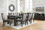 Hyndell Dark Brown Dining Table and 8 Chairs with Server