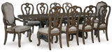 Maylee Dark Brown Dining Table and 10 Chairs