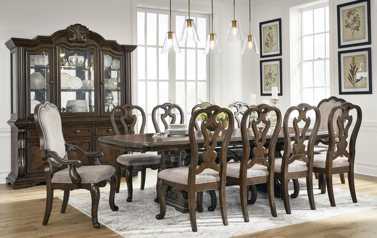 Maylee Dark Brown Dining Table and 10 Chairs