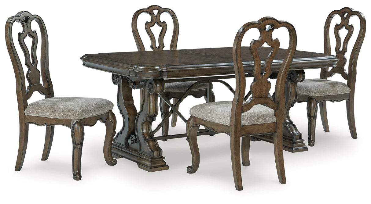 Maylee Dark Brown Dining Table and 4 Chairs