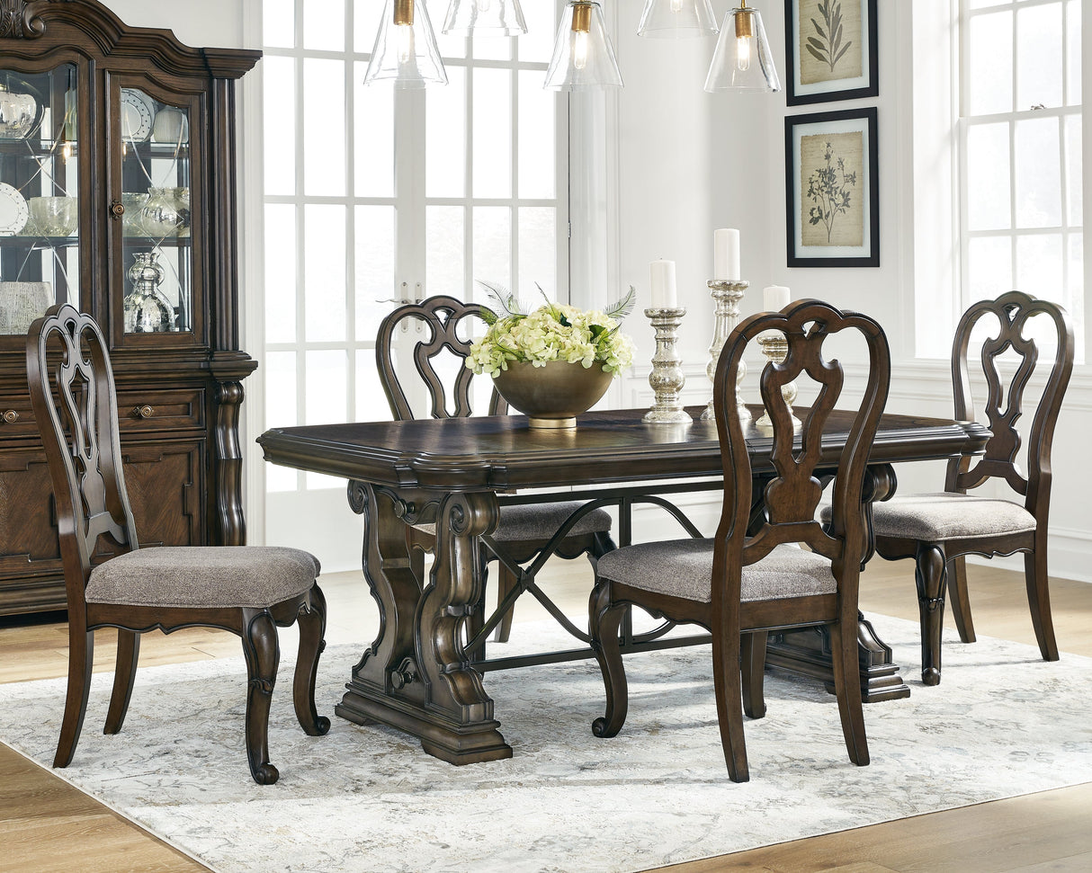 Maylee Dark Brown Dining Table and 4 Chairs