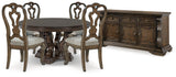 Maylee Dark Brown Dining Table and 4 Chairs with Buffet