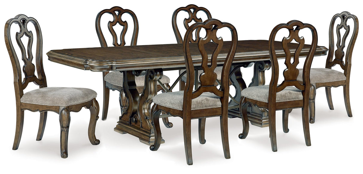 Maylee Dark Brown Dining Table and 6 Chairs