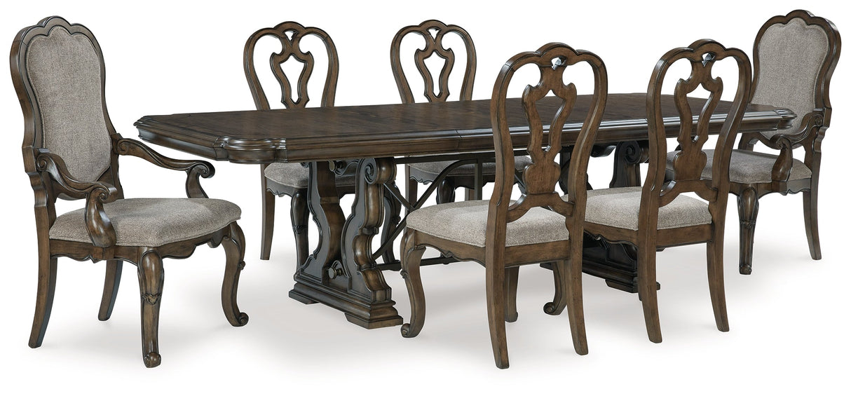 Maylee Dark Brown Dining Table and 6 Chairs