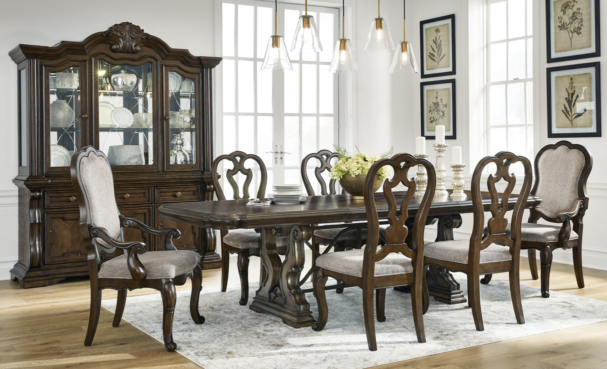 Maylee Dark Brown Dining Table and 6 Chairs