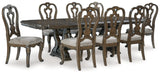 Maylee Dark Brown Dining Table and 8 Chairs