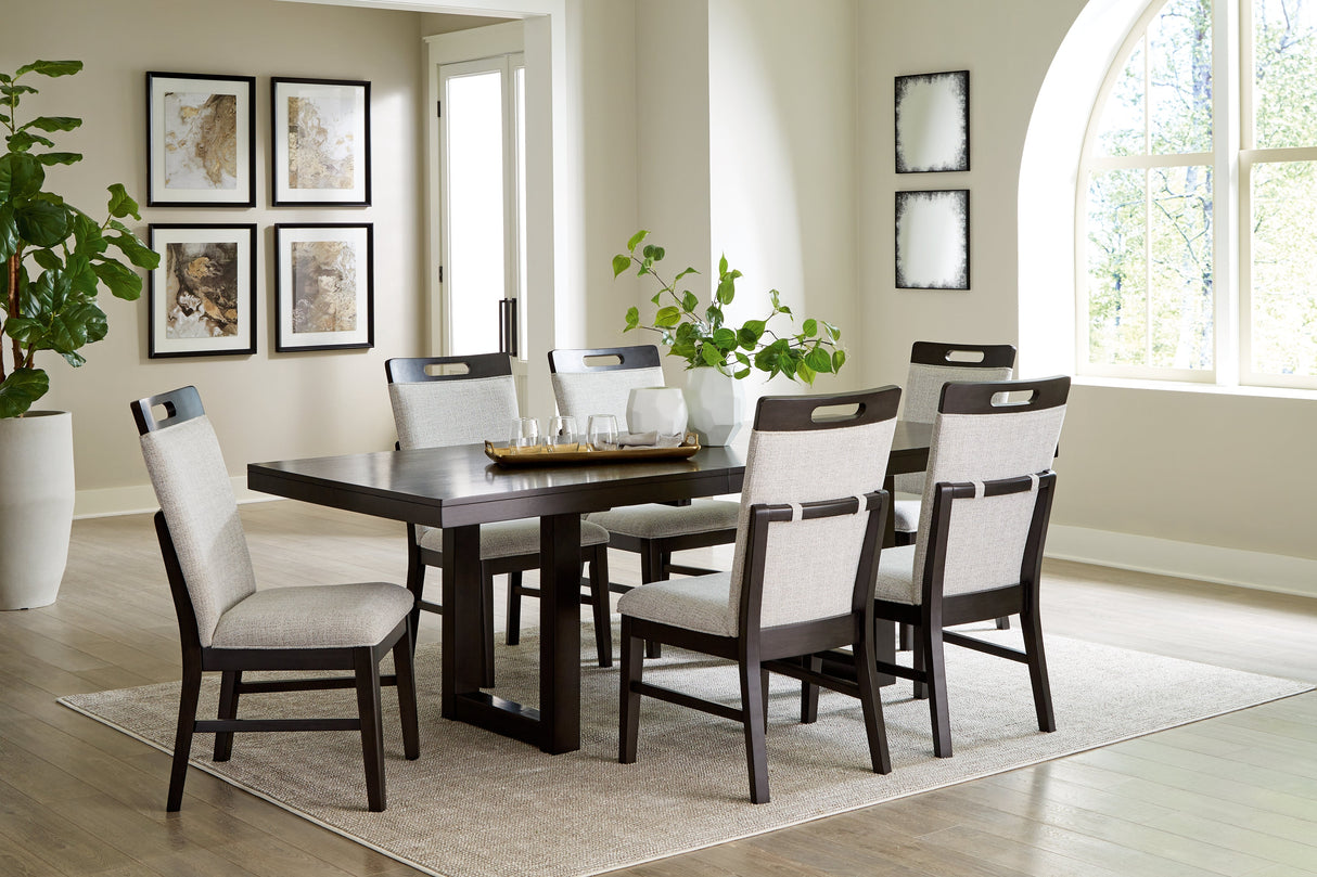 Neymorton Dark Grayish Brown Dining Table and 6 Chairs