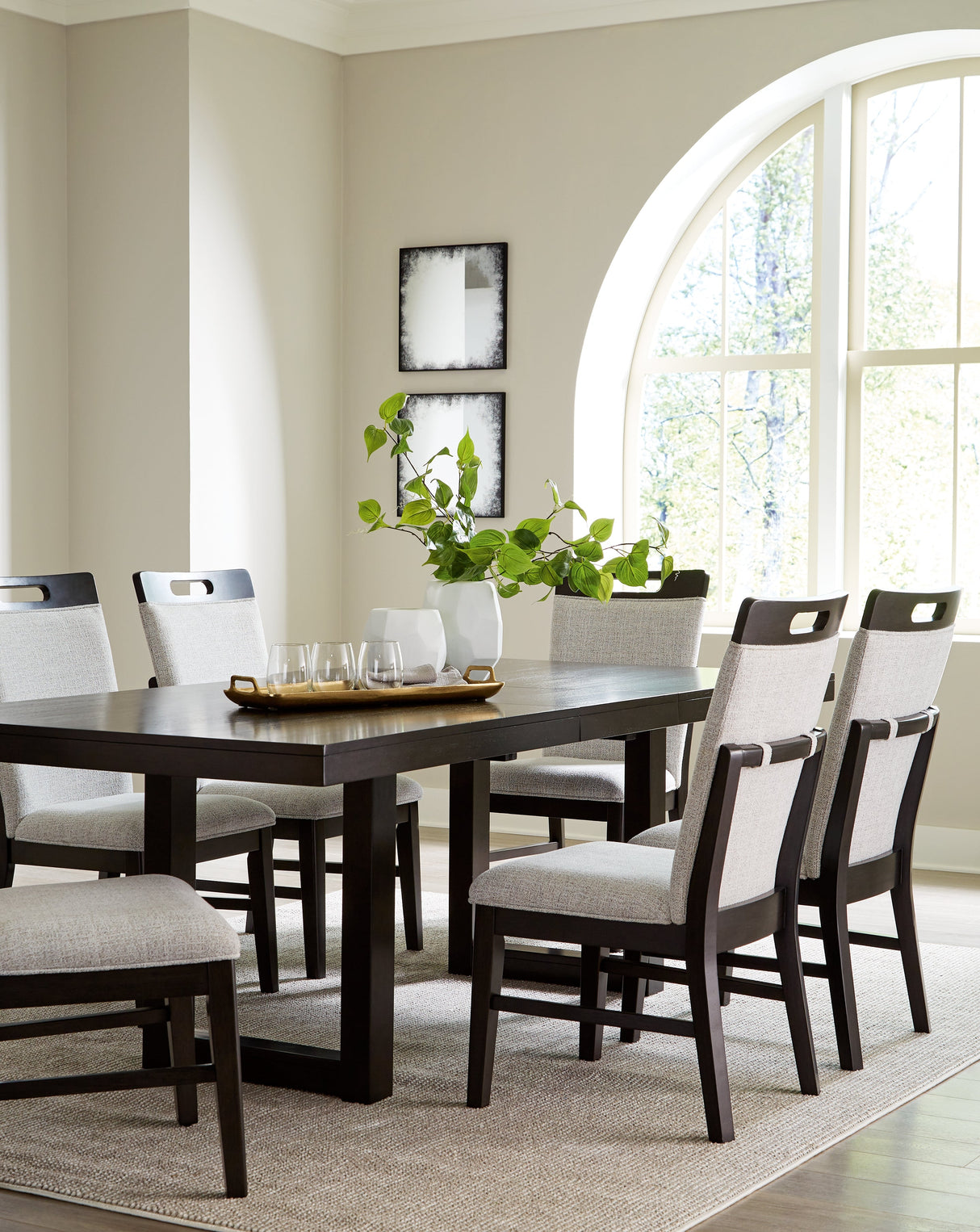 Neymorton Dark Grayish Brown Dining Table and 6 Chairs