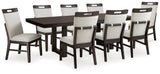 Neymorton Dark Grayish Brown Dining Table and 8 Chairs