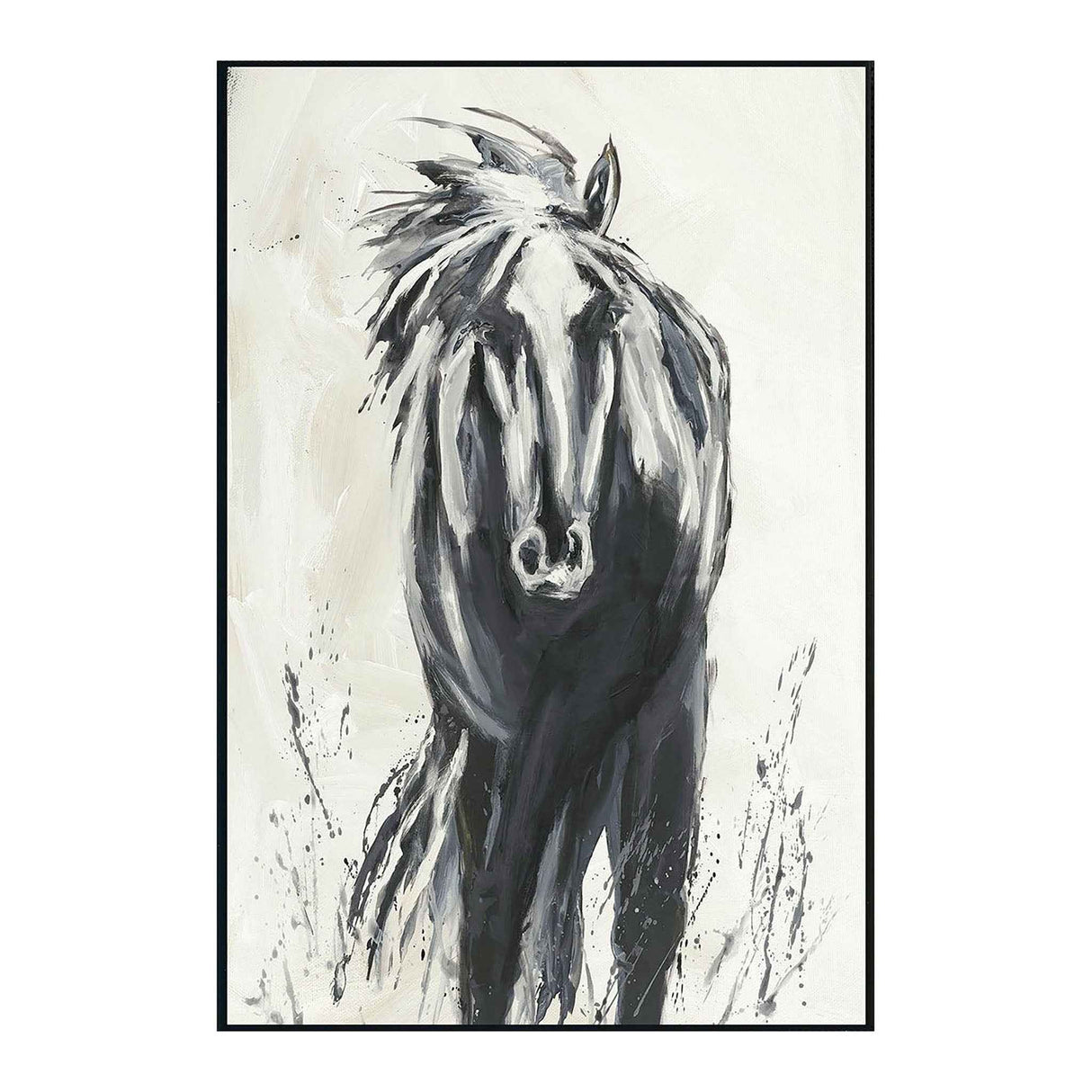 Dark Horse Black/White Painting 48x72 by Buddy Whitlock by Classic Home at Eve Furniture