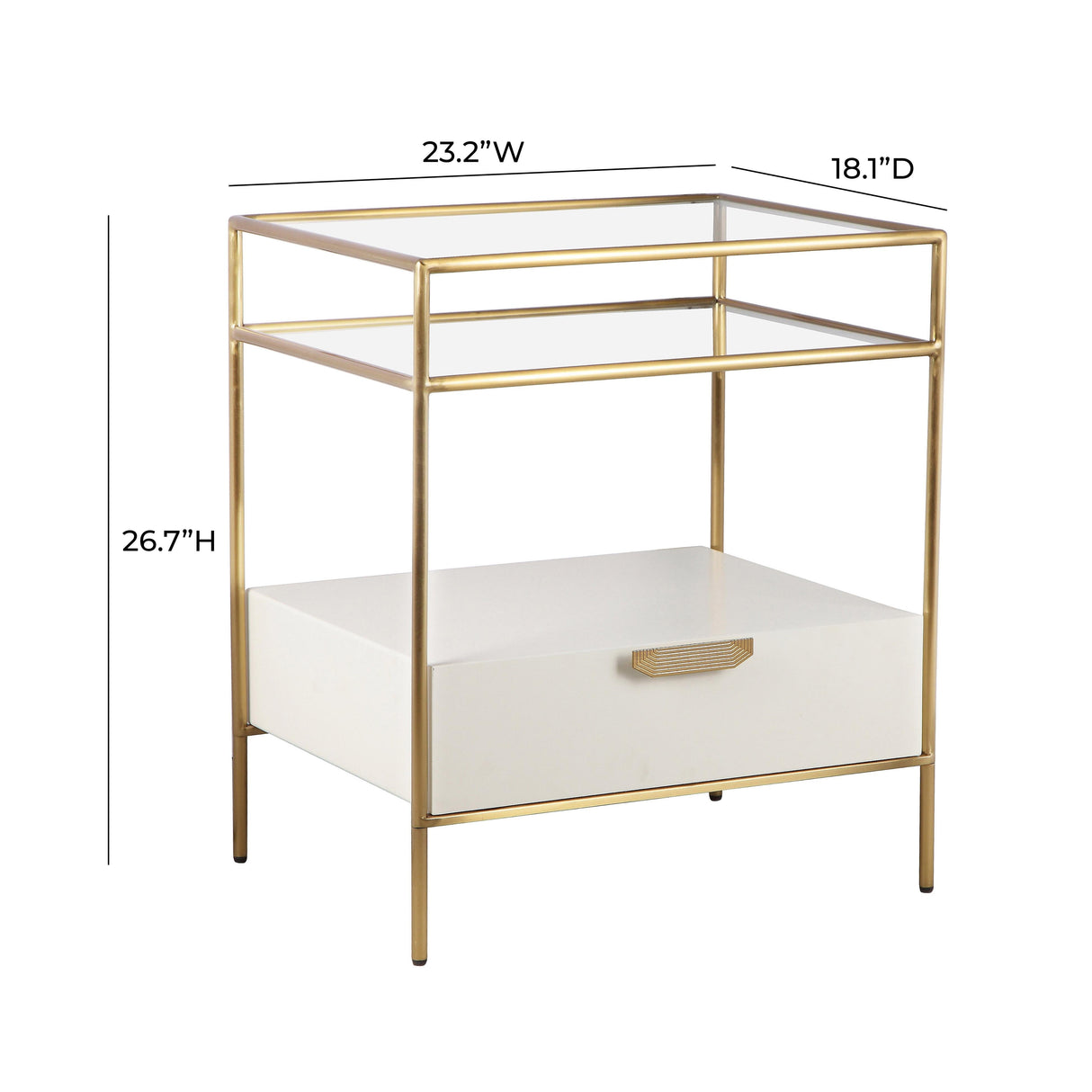 Darla Cream Glass Nightstand by Inspire Me! Home Decor by TOV Furniture at Eve Furniture