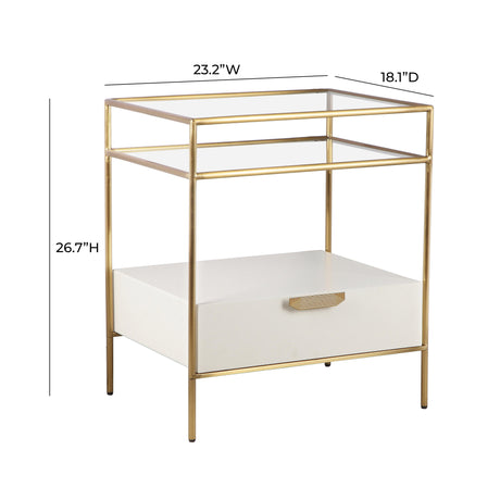 Darla Cream Glass Nightstand by Inspire Me! Home Decor by TOV Furniture at Eve Furniture