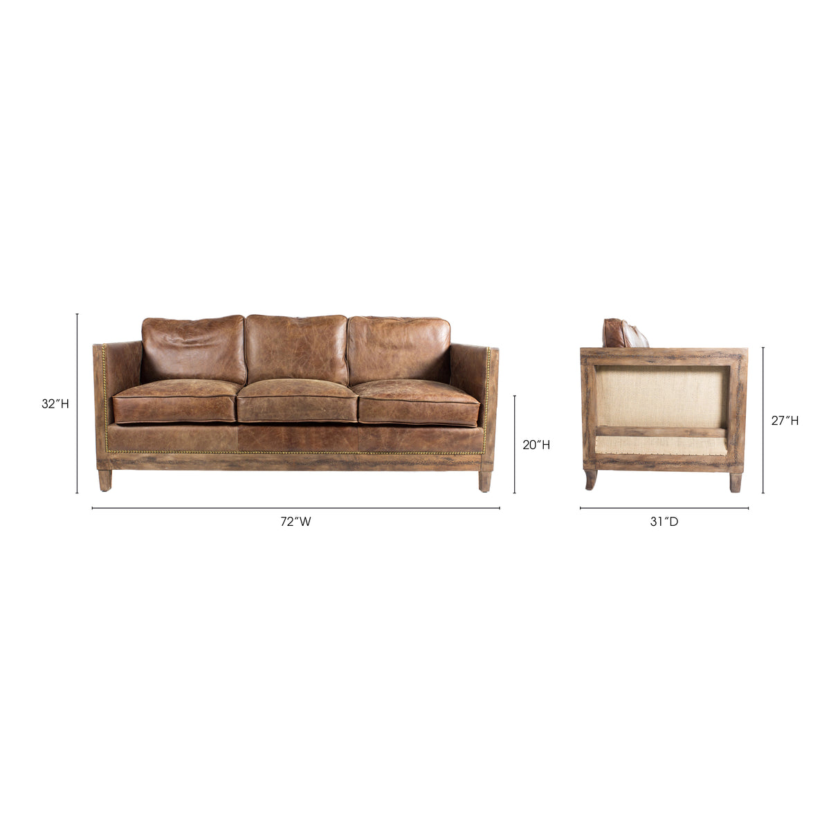 Darlington Brown Sofa by Moe's Home at Eve Furniture