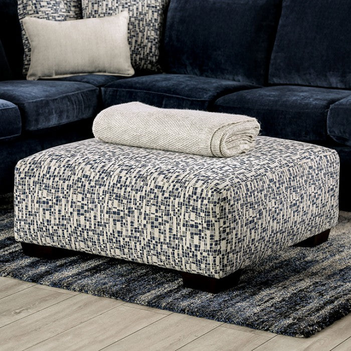 Darlington Ivory/Navy Ottoman by Furniture of America at Eve Furniture