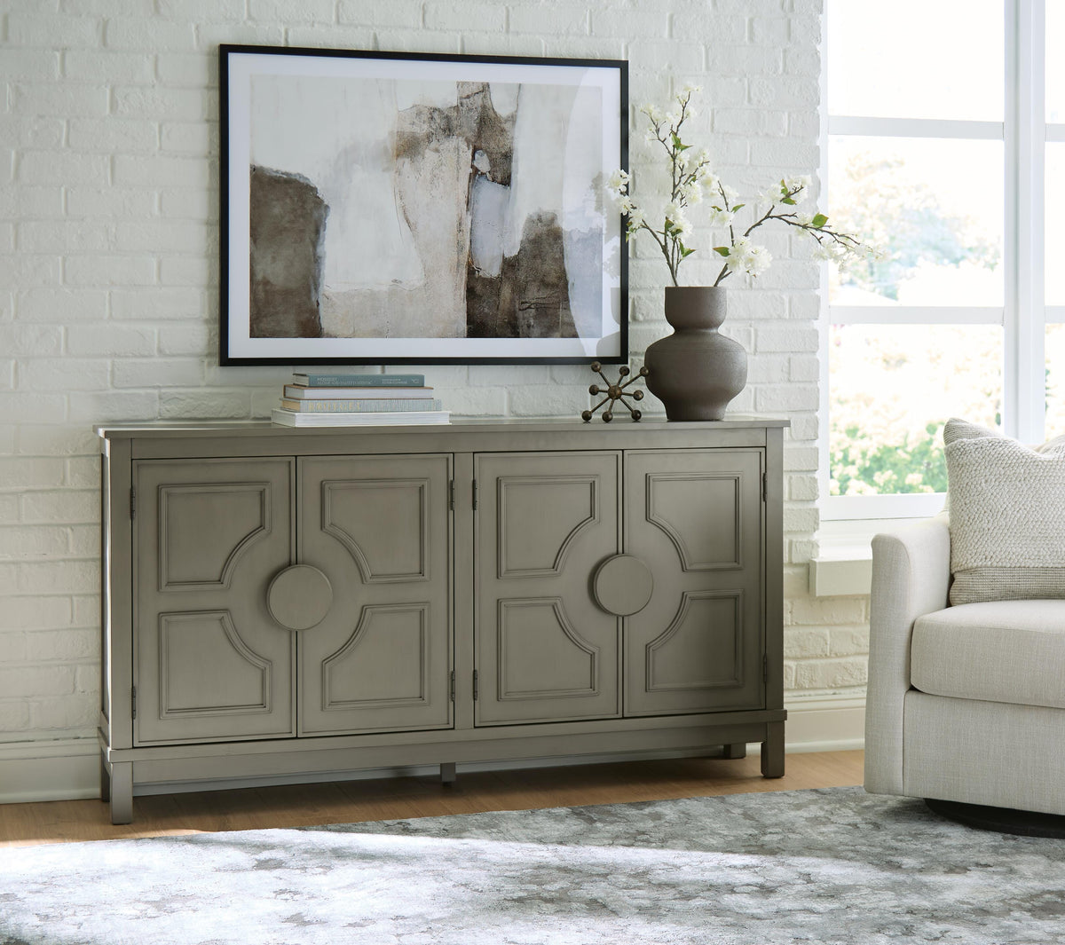 Darlock Warm Gray Accent Cabinet by Ashley at Eve Furniture