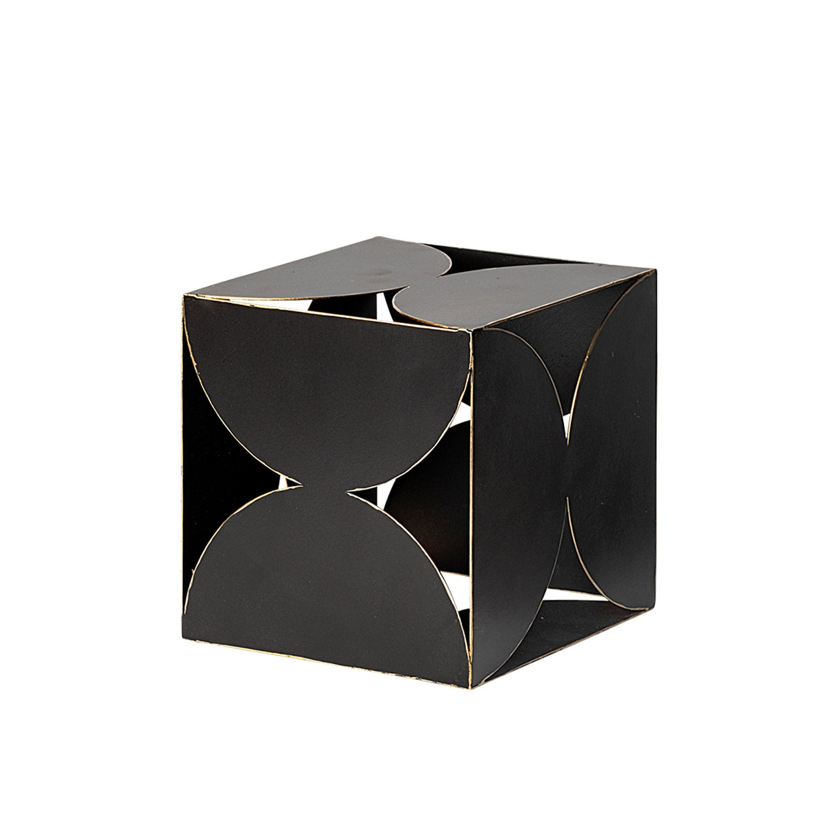 Darren (Small) 6L x 6W Black Metal Decorative Cube by Mercana at Eve Furniture
