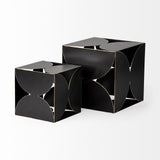 Darren (Small) Black Metal Decorative Cube by Mercana at Eve Furniture