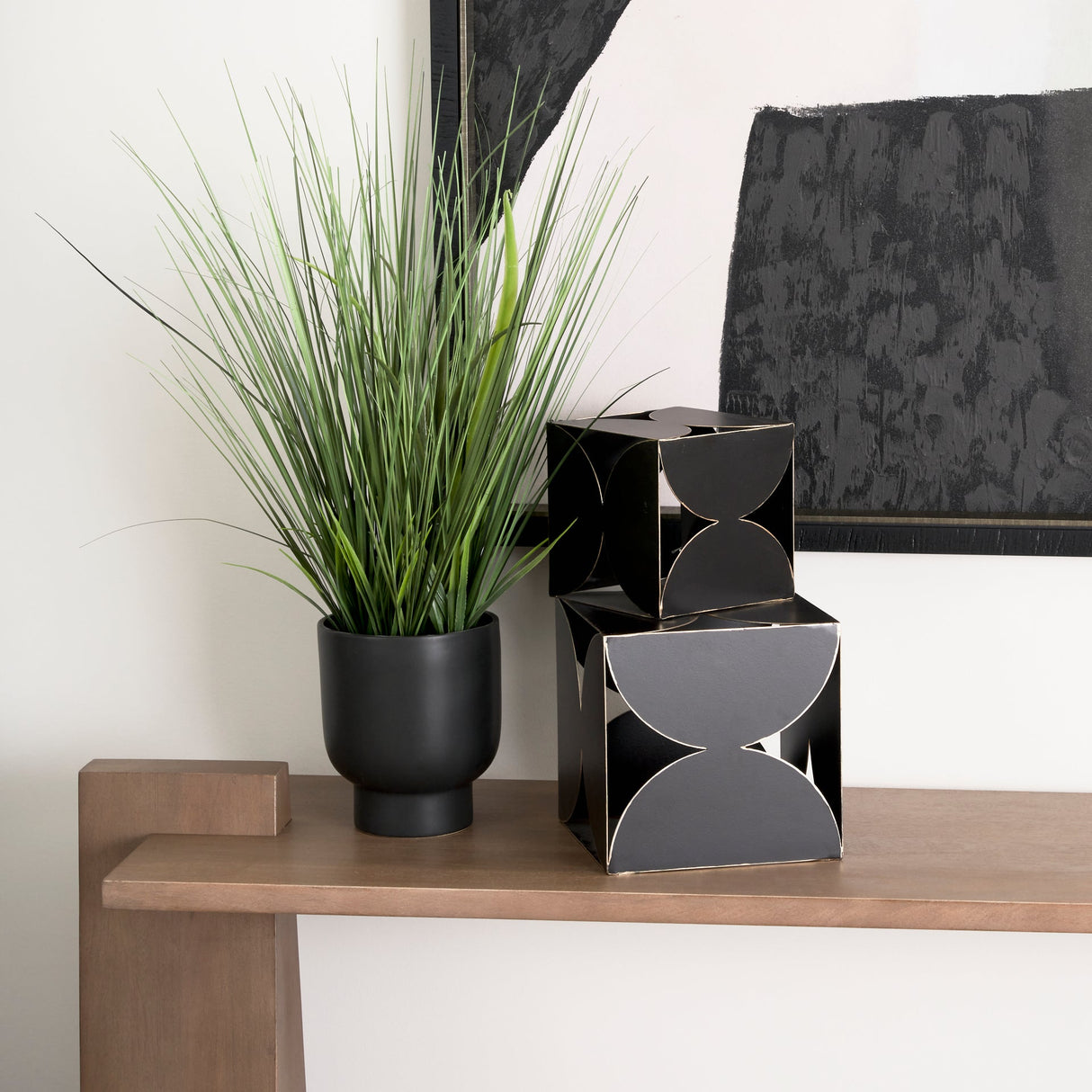 Darren (Small) Black Metal Decorative Cube by Mercana at Eve Furniture