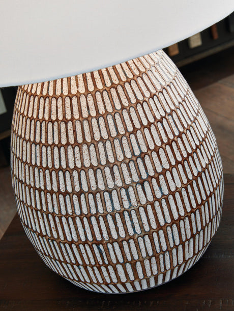 Darrich Beige/White Table Lamp by Ashley at Eve Furniture