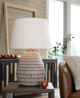 Darrich Beige/White Table Lamp by Ashley at Eve Furniture