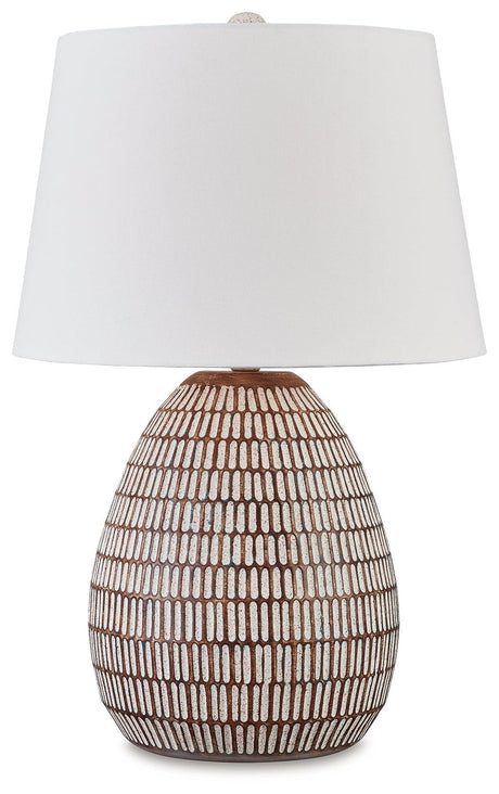 Darrich Beige/White Table Lamp by Ashley at Eve Furniture