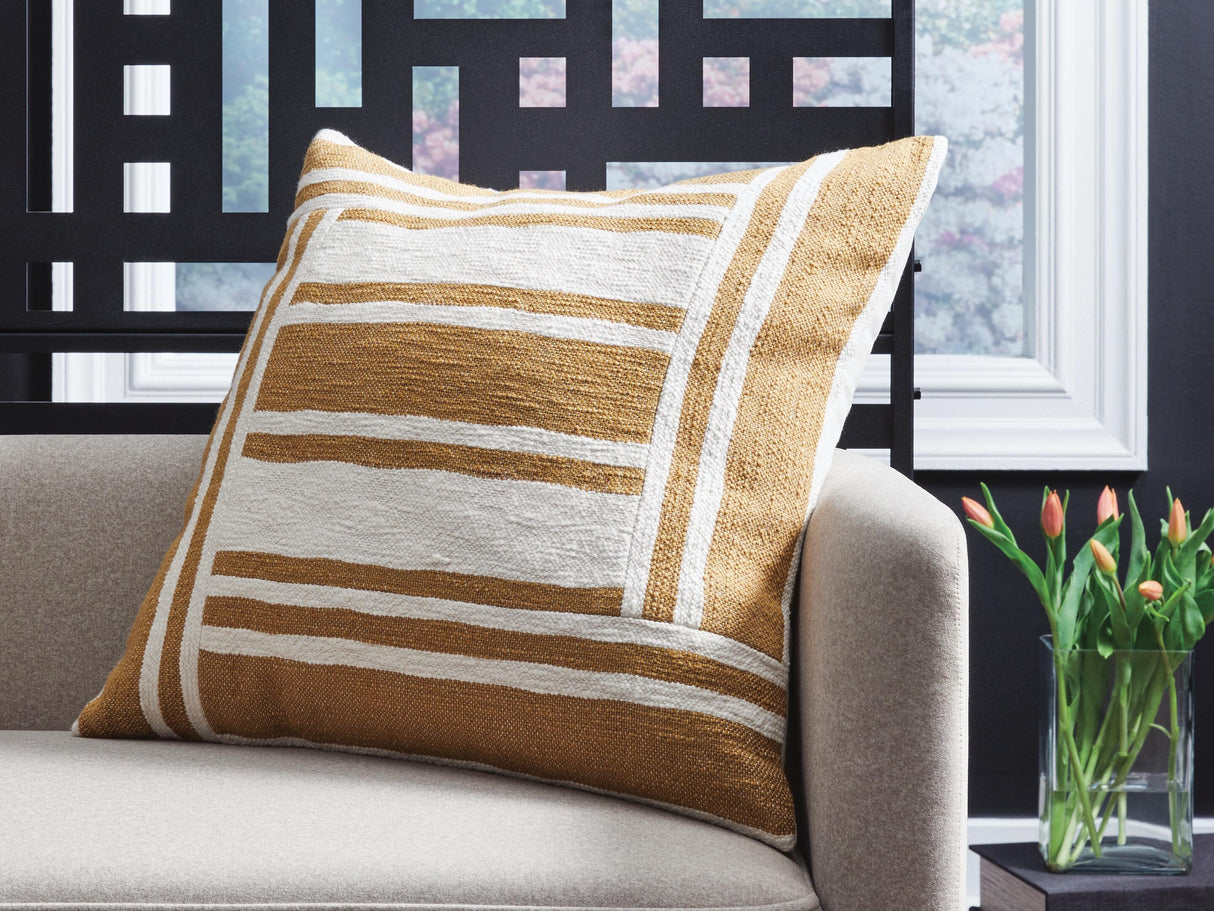 Darrman Ochre/Ivory Pillow by ASHLEY FURNITURE at Eve Furniture