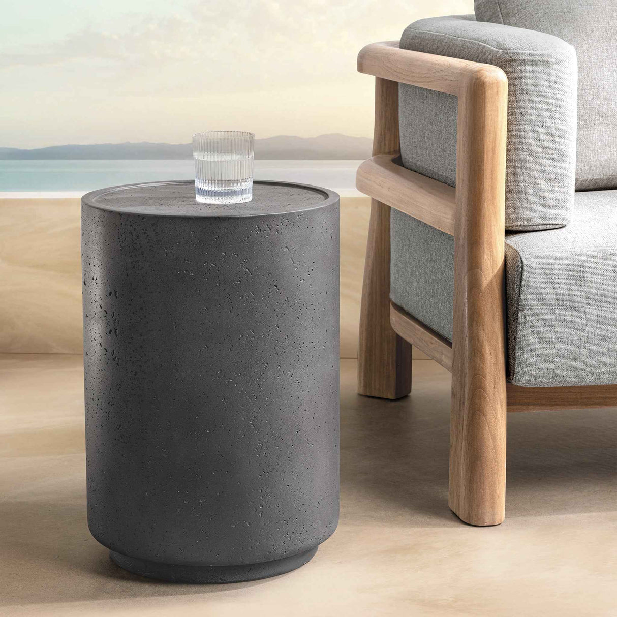 Darsa Dark Gray Outdoor Accent Table by Classic Home at Eve Furniture