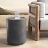 Darsa Dark Gray Round Outdoor Accent Table by Classic Home at Eve Furniture