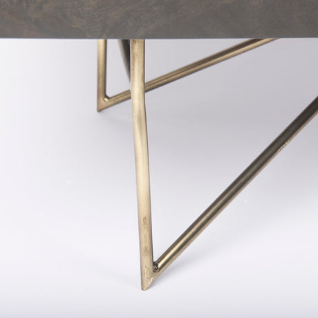 Darwin Brown Solid Wood Gold Metal Base 4 Cabinet Door Sideboard by Mercana at Eve Furniture