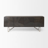 Darwin Brown Solid Wood Gold Metal Base 4 Cabinet Door Sideboard by Mercana at Eve Furniture