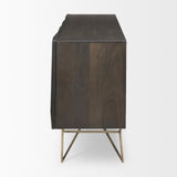 Darwin Brown Solid Wood Gold Metal Base 4 Cabinet Door Sideboard by Mercana at Eve Furniture