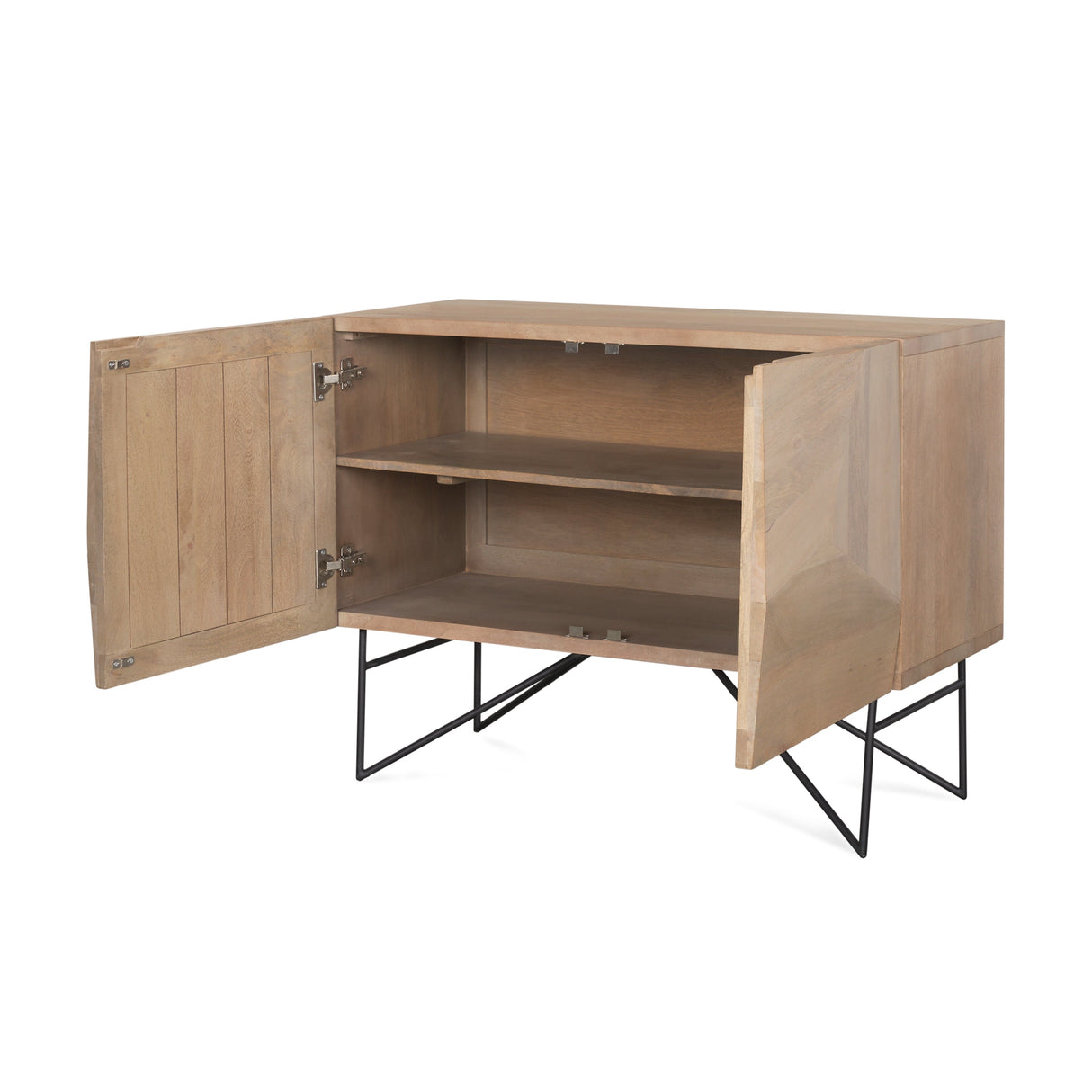 Darwin Light Brown Wooden 2 Door w/ 2 Shelves Accent Cabinet by Mercana at Eve Furniture