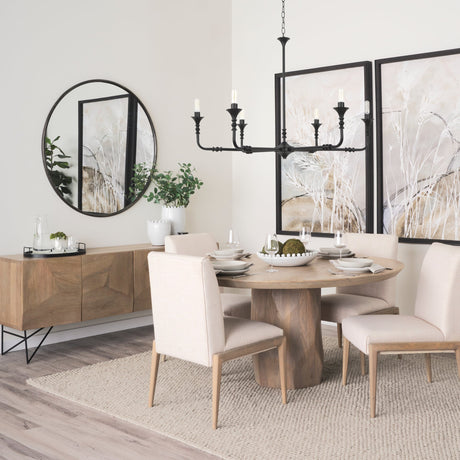 Darwin Light Brown Wooden 4 Door w/ 2 Shelves Sideboard by Mercana at Eve Furniture