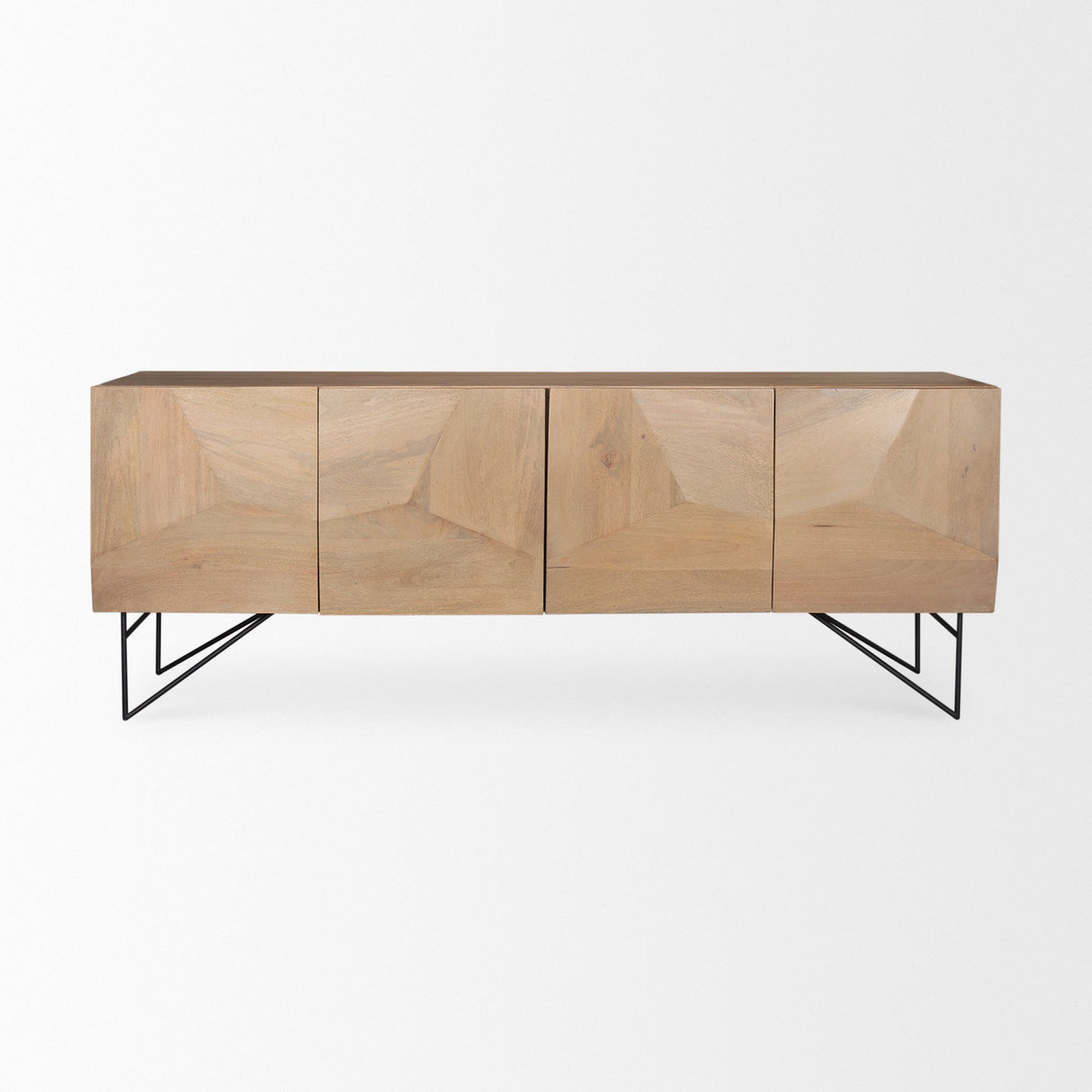 Darwin Light Brown Wooden 4 Door w/ 2 Shelves Sideboard by Mercana at Eve Furniture