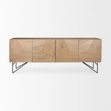 Darwin Light Brown Wooden 4 Door w/ 2 Shelves Sideboard by Mercana at Eve Furniture
