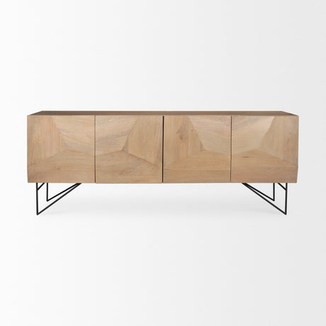 Darwin Light Brown Wooden 4 Door w/ 2 Shelves Sideboard by Mercana at Eve Furniture