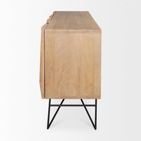 Darwin Light Brown Wooden 4 Door w/ 2 Shelves Sideboard by Mercana at Eve Furniture