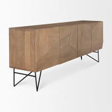 Darwin Light Brown Wooden 4 Door w/ 2 Shelves Sideboard by Mercana at Eve Furniture