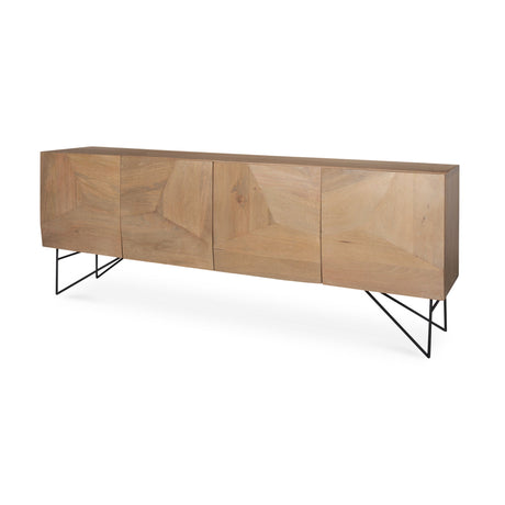 Darwin Light Brown Wooden 4 Door w/ 2 Shelves Sideboard by Mercana at Eve Furniture